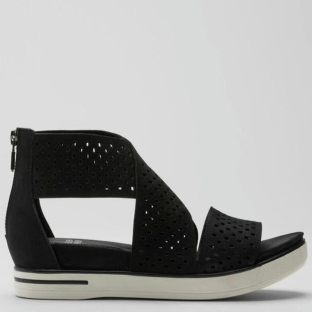 Eileen Fisher Sport 2 Sandal Perforated Nubuck Leather Upper Preppy Sz 7.5